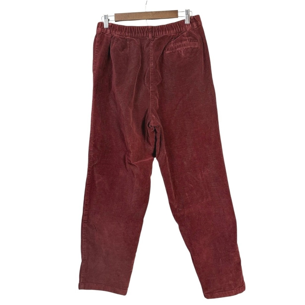 LL Bean Womens Corduroy Mom Pants 10 Burgundy Pleated High Rise Tapered Fall Vtg - Picture 3 of 9